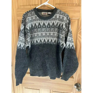 Vintage Unisex Wool Blend Sweater Aztec Tribal Santa Fe Medium 80s 90s Oversized